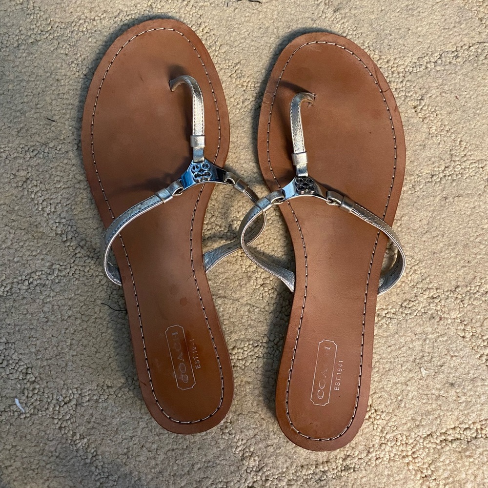Coach Brown and Silver Minimalist Sandals